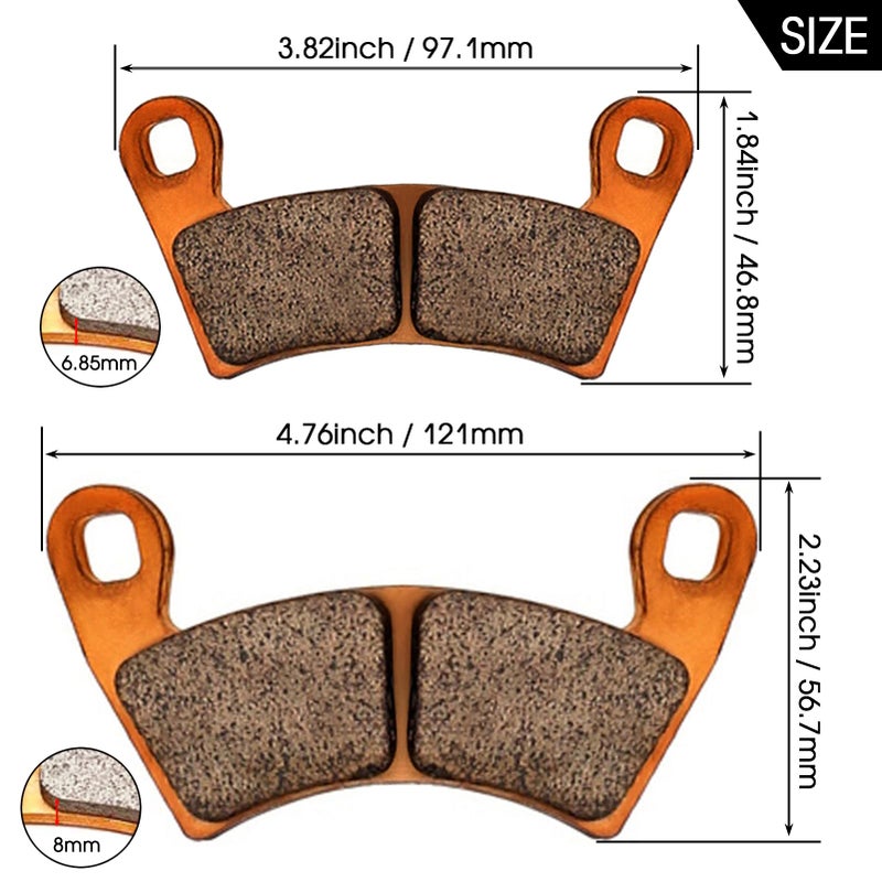Zinger Brake Pads for Polaris Ranger XP 1000 2018-2023,Polaris General 1000 EPS 2016-2023,Ranger Crew XP 1000 2020-2023,General 1000 Sport 2020-2025,4 Set Front and Rear Sintered Copper Brake Pads - Image 3